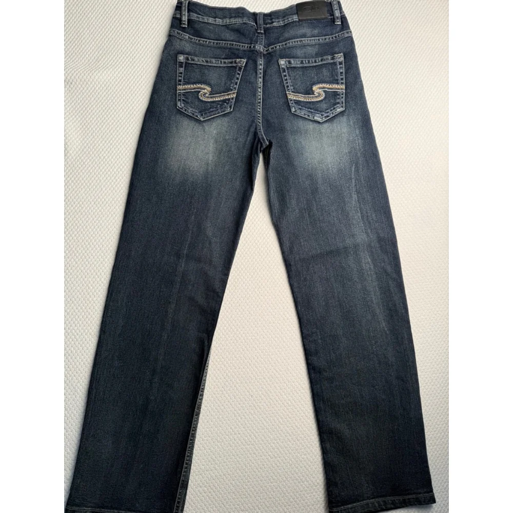 Girls Silver Jeans Co. Blue Garret Denim Jeans Size 14 with Gold Stitching - Picture 2 of 8